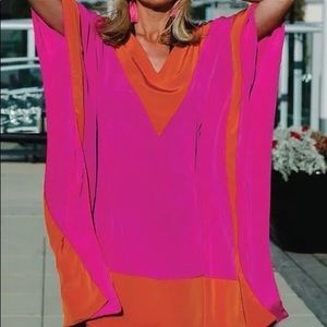 HEIDI HOUSTON ORANGE AND PINK DRESS / COVERUP